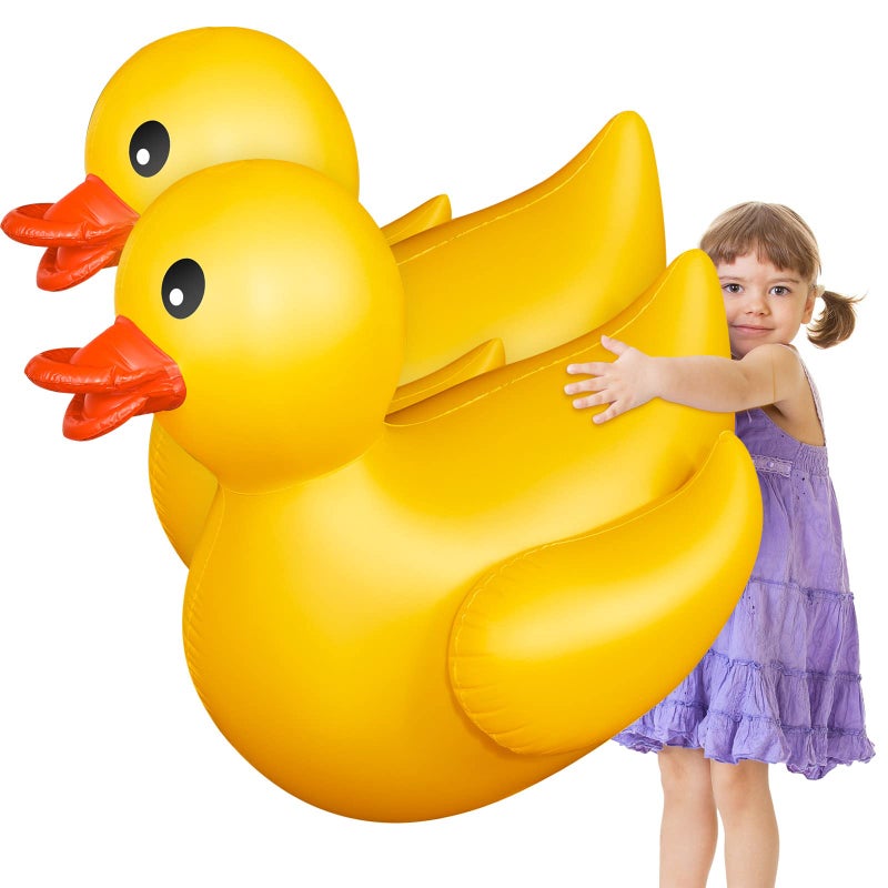 Hungdao 2 Pack 4 Feet Giant Inflatable Duck Huge Rubber Duck Large Blow up Pool Float for Summer Beach Swimming Pool Carnival Birthday Party Parade Decoration Yellow
