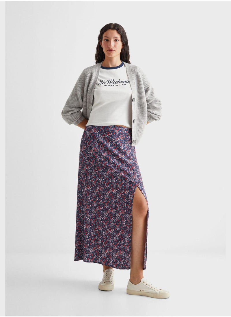 MANGO - Youth Floral Print Midi Skirt - Image 1