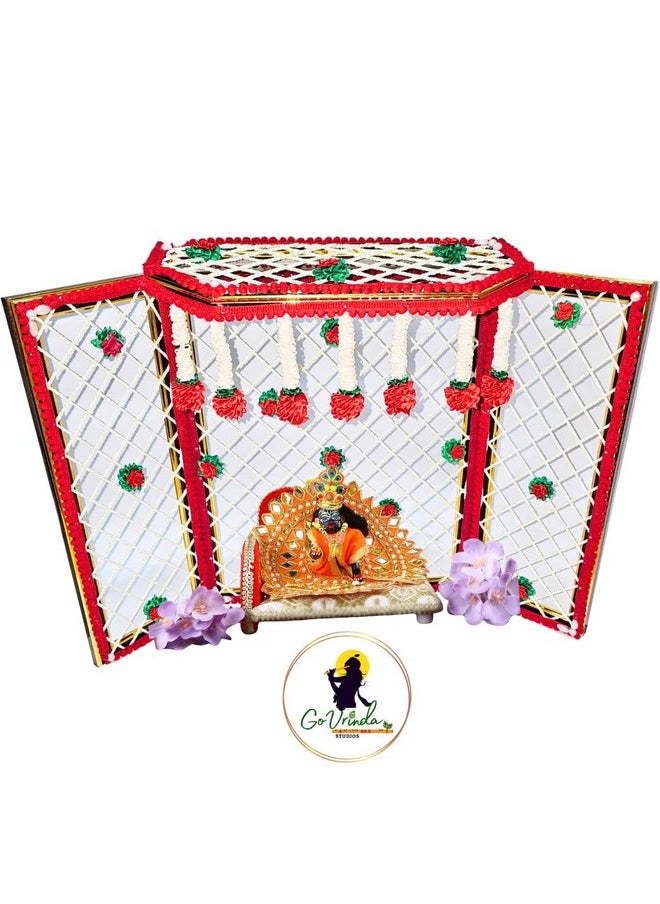 Generic Phool Bangla Backdrop by Go Vrinda Studio | Handmade | Lord Krishna | Laddoo Gopal | Vrindavan Style Flower Decoration for Home Mandir | Festival Special (Multicolor, Large)  - Image 2