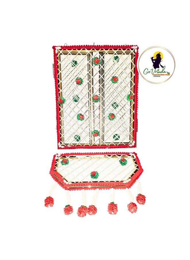 Generic Phool Bangla Backdrop by Go Vrinda Studio | Handmade | Lord Krishna | Laddoo Gopal | Vrindavan Style Flower Decoration for Home Mandir | Festival Special (Multicolor, Large)  - Image 5