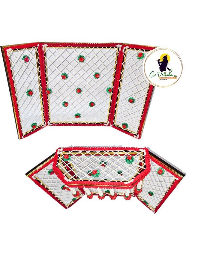 Generic Phool Bangla Backdrop by Go Vrinda Studio | Handmade | Lord Krishna | Laddoo Gopal | Vrindavan Style Flower Decoration for Home Mandir | Festival Special (Multicolor, Large)  - Image 4