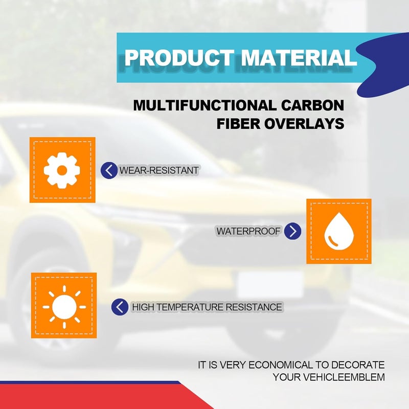 RBOKO 3PCS DIY Carbon Fiber Decals Emblem Kit - Image 3