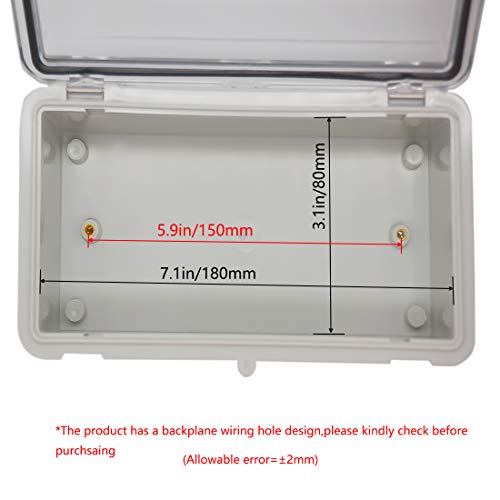 Zulkit Junction Box ABS Plastic Dustproof Waterproof IP65 Electrical Boxes Hinged Shell Outdoor Universal Project Enclosure Clear Cover with 2 Cable Glands 7.9 x 3.9 x 2.8 inch (200x100x70mm) - Image 5