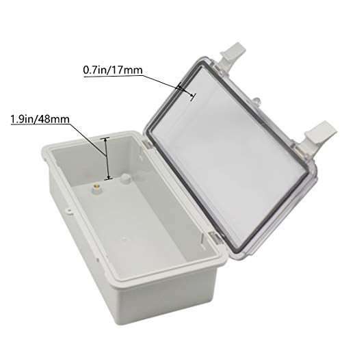 Zulkit Junction Box ABS Plastic Dustproof Waterproof IP65 Electrical Boxes Hinged Shell Outdoor Universal Project Enclosure Clear Cover with 2 Cable Glands 7.9 x 3.9 x 2.8 inch (200x100x70mm) - Image 4