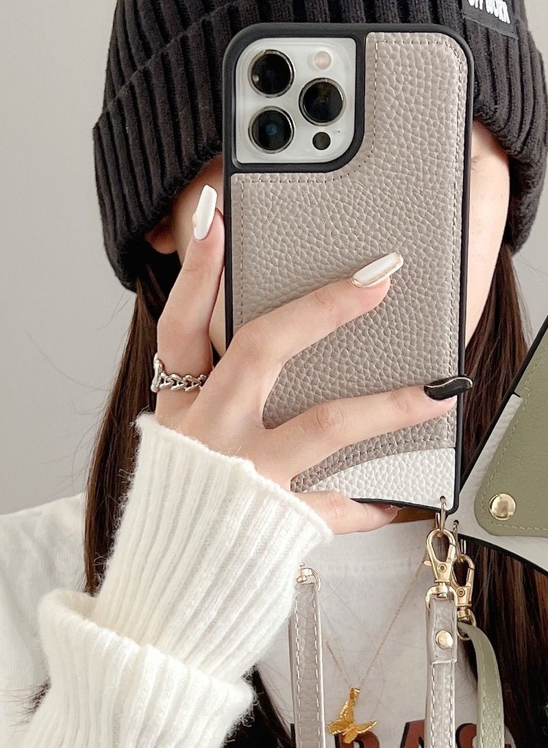 Suteni Color Block Back Cover Card Slots Leather Phone Case for iPhone - Image 2