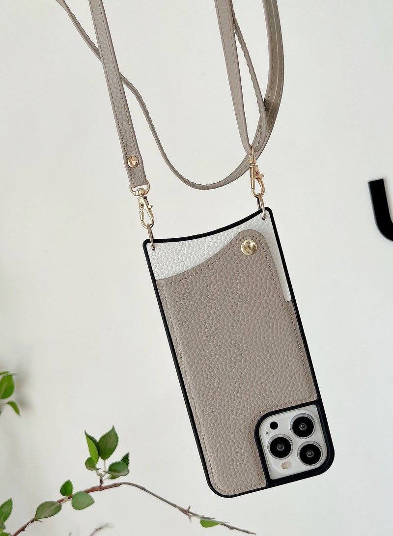 Suteni Color Block Back Cover Card Slots Leather Phone Case for iPhone - Image 1