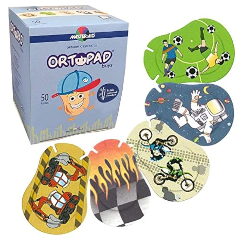 Ortopad Ortopad® Bamboo Boys Eye Patches, 50/Box (Regular Size, 4+ yrs) Racing Flames Pack  - Image 1