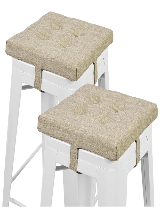 baibu 12 Inches Square Seat Cushion Set of 2, Super Soft Bar Stool Square Seat Cushion with Ties- 2 Pads Only, Beige (12'' (30CM)) - Image 1