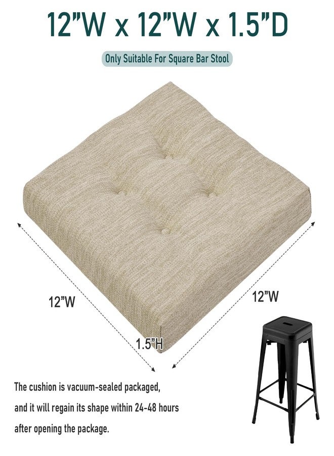 baibu 12 Inches Square Seat Cushion Set of 2, Super Soft Bar Stool Square Seat Cushion with Ties- 2 Pads Only, Beige (12'' (30CM)) - Image 3