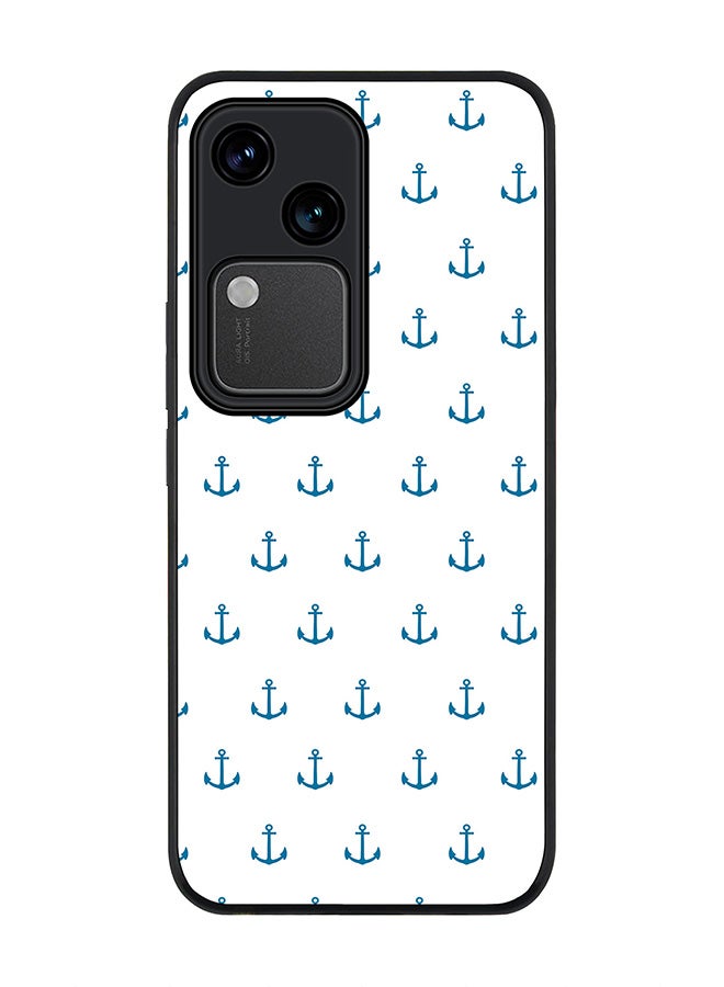 Stylizedd Rugged Black edge case for Vivo V30 5G, Slim fit Soft Case Flexible Rubber Edges Anti Drop TPU Gel Thin Cover -  Anchor Blue - Image 1