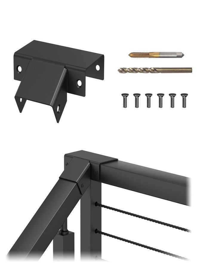 BLIKA Handrail Connector Fittings, Black Powder Coated Aluminum 45 Degree Sleeve for Deck Stair Cable Railing Rectangular Handrail, Extension Connectors for Hand Rail - Image 1