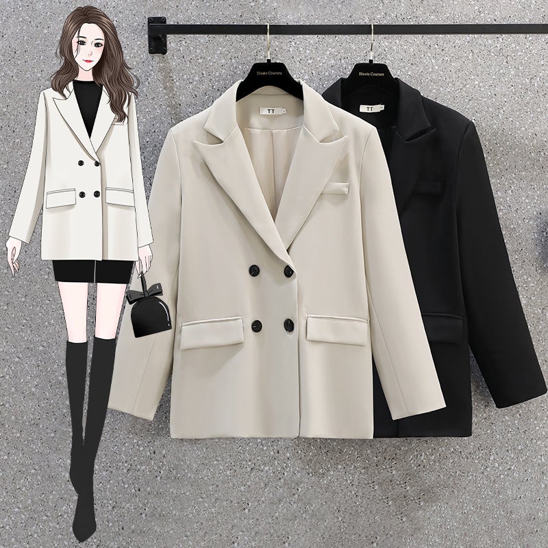 Plus Size Women'S Clothing Blazer Solid Color Fashion Mid-Length Loose-Fitting Jacket For Curvy Women - Image 2
