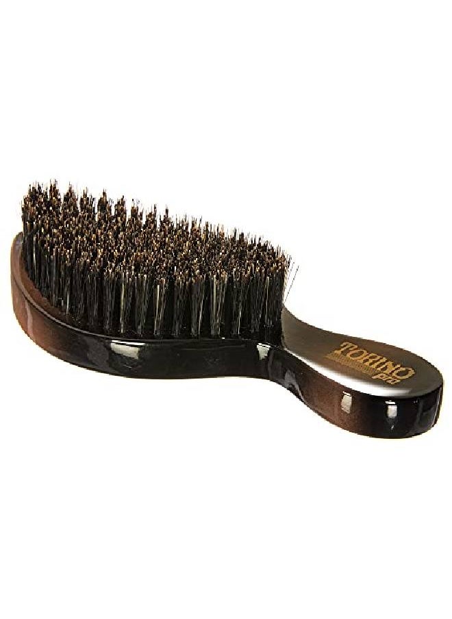 TORINO PRO WAVE BRUSHES BY BRUSH KING - Torino Pro Curve Wave Brush 158 Medium 100% Boar Bristle Curved 360 Wave Stub Brush Great For Laying Down 360 Waves And Use Before Using Wave Cap Or Durag Luxury Wave Brush For Men 360 - Image 1