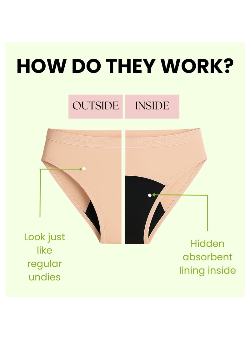 Bodi Fresh High Waist Ribbed Period Underwear – Heavy Flow – Ultra Absorbent, Leakproof & Odor Resistant – Washable & Eco-Friendly - Image 4