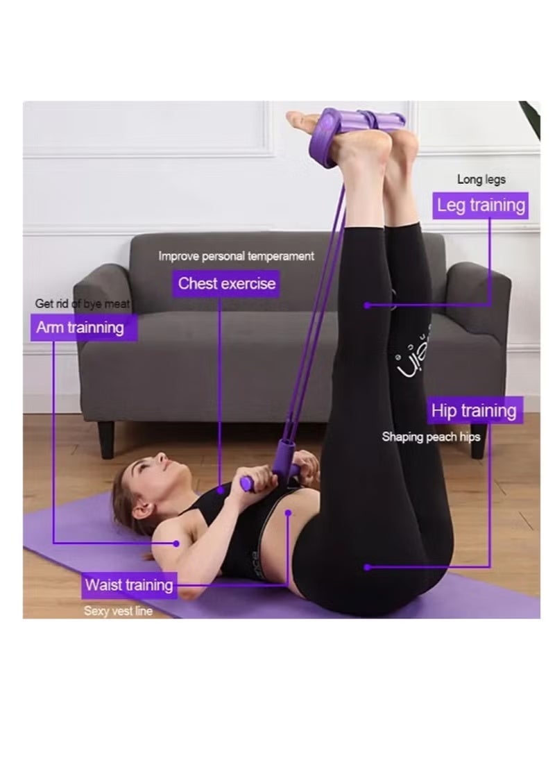 حبل سحب مقاومة الدواسة + ساحب على شكل 8، حزمة رالي، ظهر مفتوح، حبل سحب للجلوس، ساحب دواسة قدم بأربعة أنابيب، دواسة قدم لليوجا، معدات اللياقة البدنية، لتدريب تنحيف البطن والذراع/الخصر/الساق - Image 3