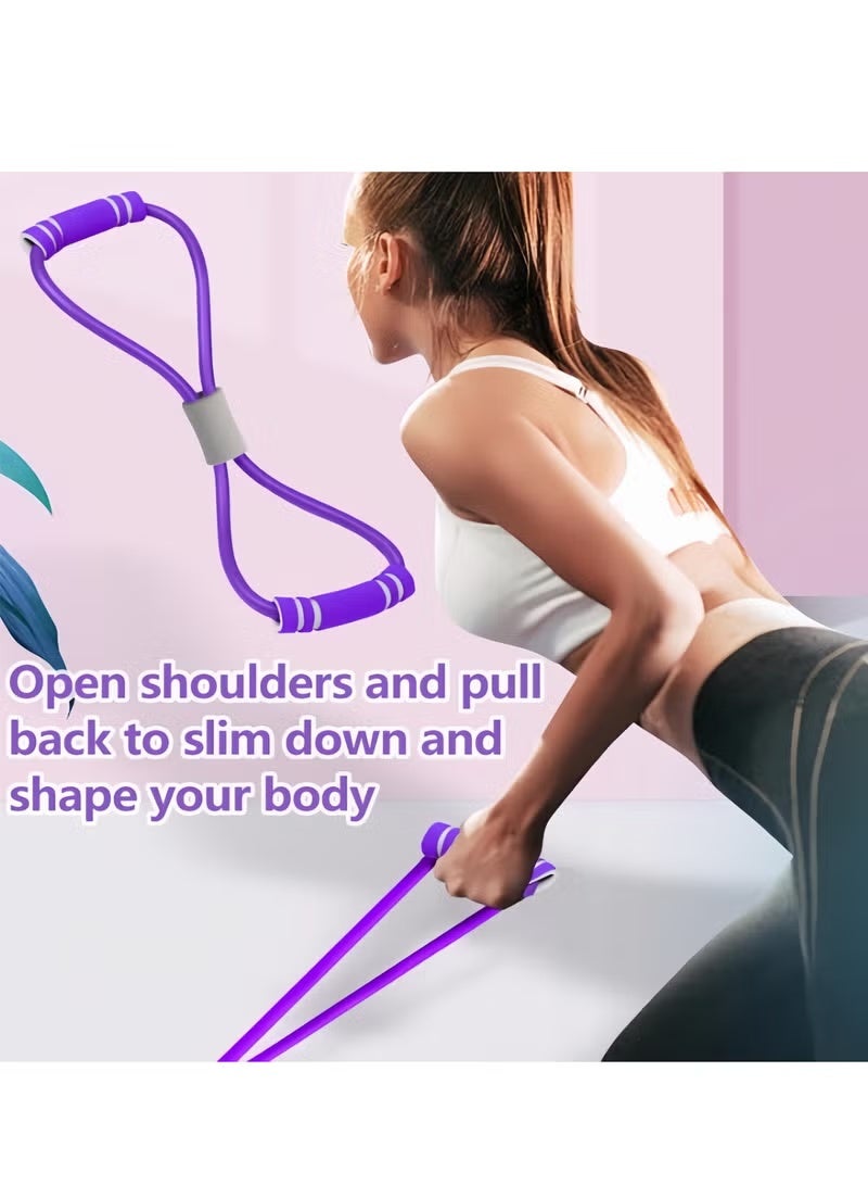 حبل سحب مقاومة الدواسة + ساحب على شكل 8، حزمة رالي، ظهر مفتوح، حبل سحب للجلوس، ساحب دواسة قدم بأربعة أنابيب، دواسة قدم لليوجا، معدات اللياقة البدنية، لتدريب تنحيف البطن والذراع/الخصر/الساق - Image 4