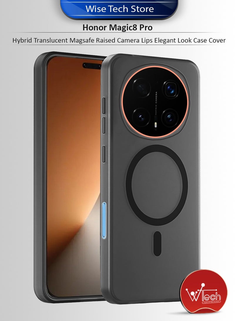 Wtech Honor Magic8 Pro 5G 2025 Hybrid Translucent Magsafe with Magnetic Charging Raised Camera Lips Elegant Look Case Cover (MCMPMN) - Black - Image 1