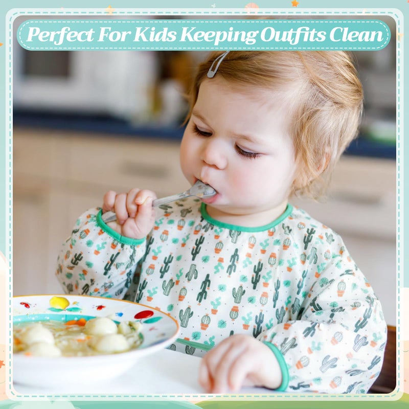 Tarpop 10 Pack Long Sleeve Bibs Infant Smocks Multi Pack Waterproof Soft Sleeved Bibs for Babies Toddler Eating Feeding (6-24 Months,Cute) - Image 5