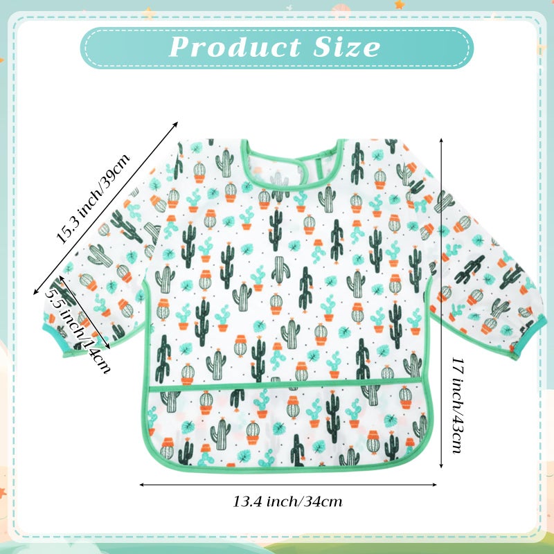 Tarpop 10 Pack Long Sleeve Bibs Infant Smocks Multi Pack Waterproof Soft Sleeved Bibs for Babies Toddler Eating Feeding (6-24 Months,Cute) - Image 2
