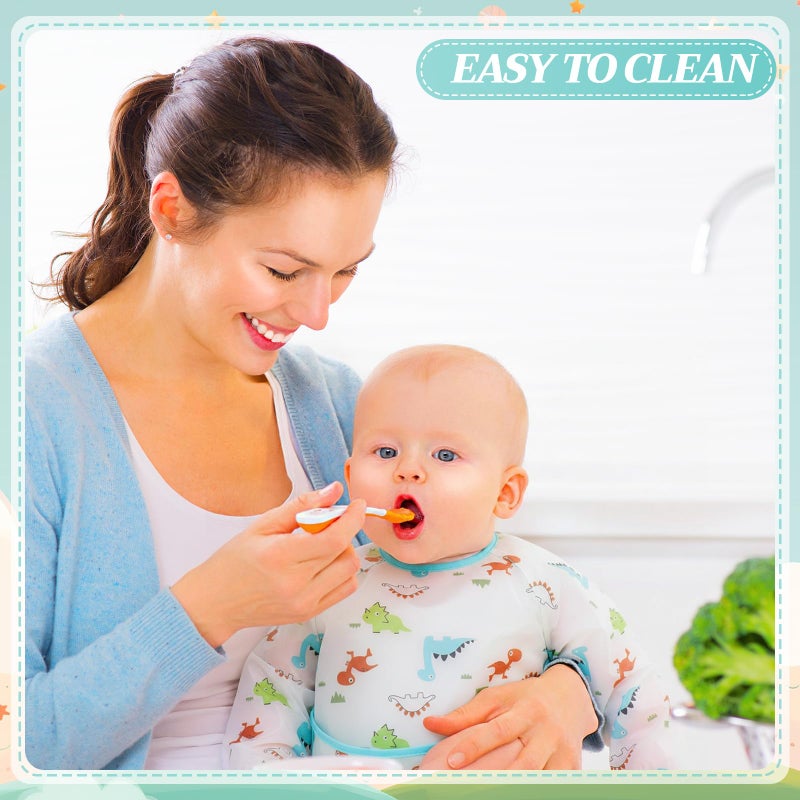 Tarpop 10 Pack Long Sleeve Bibs Infant Smocks Multi Pack Waterproof Soft Sleeved Bibs for Babies Toddler Eating Feeding (6-24 Months,Cute) - Image 3
