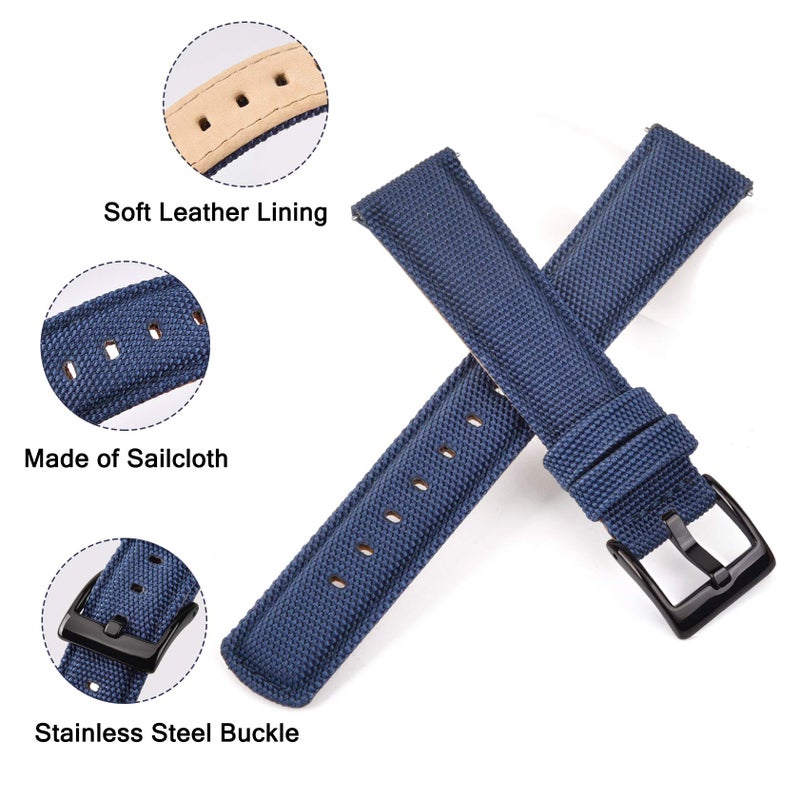 Ritche سوار ساعة ريتشي هدية عيد الميلاد 18 مم من قماش الشراع، حزام ساعة بقفل سريع، تصميم حزام ساعة مبطن للرجال والنساء، هدايا الفيل الأبيض، هدايا صغيرة للرجال - Image 4