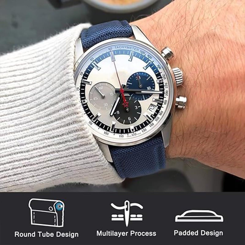 Ritche سوار ساعة ريتشي هدية عيد الميلاد 18 مم من قماش الشراع، حزام ساعة بقفل سريع، تصميم حزام ساعة مبطن للرجال والنساء، هدايا الفيل الأبيض، هدايا صغيرة للرجال - Image 3