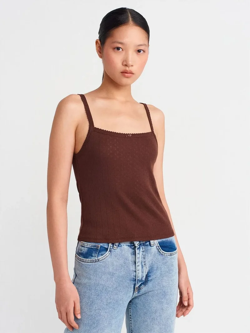 ديلفين Dilvin Textured Cotton Modal Cami Blouse