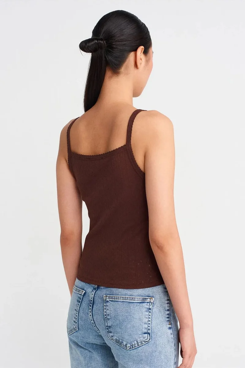 ديلفين DILVIN Textured Cotton Modal Cami Blouse