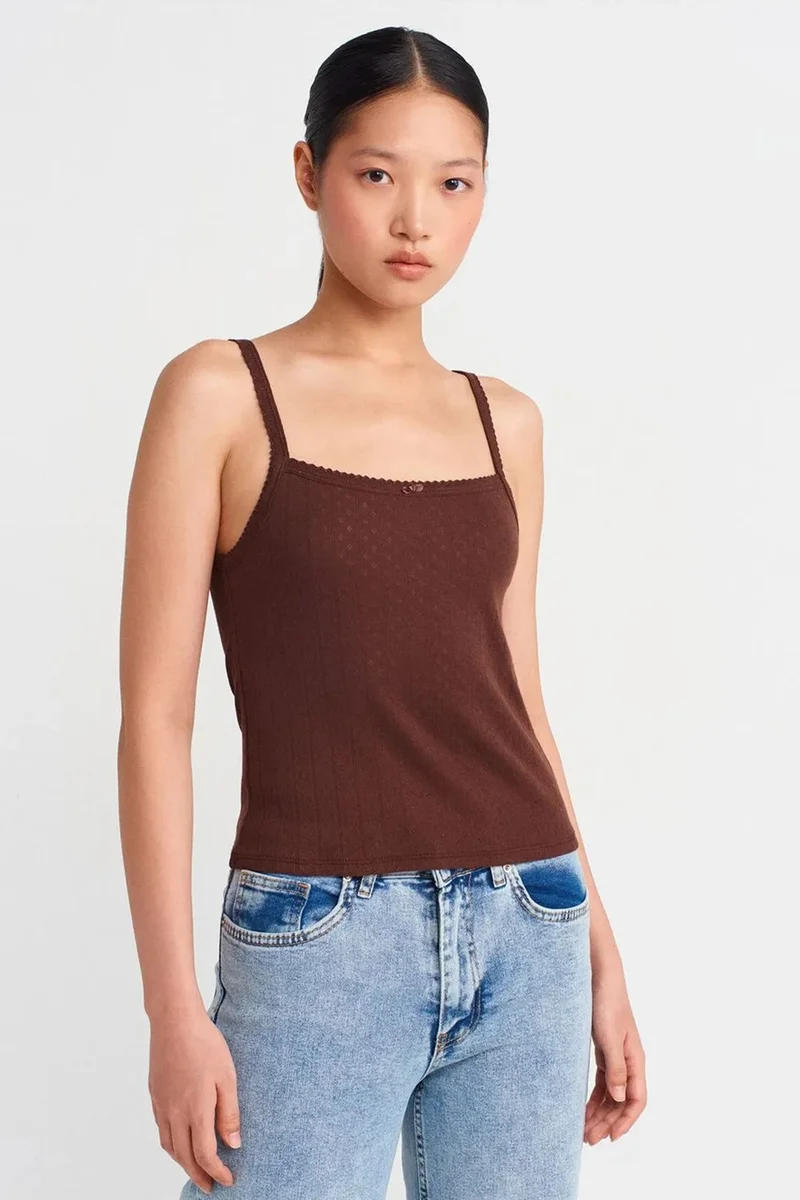 DILVIN Textured Cotton Modal Cami Blouse