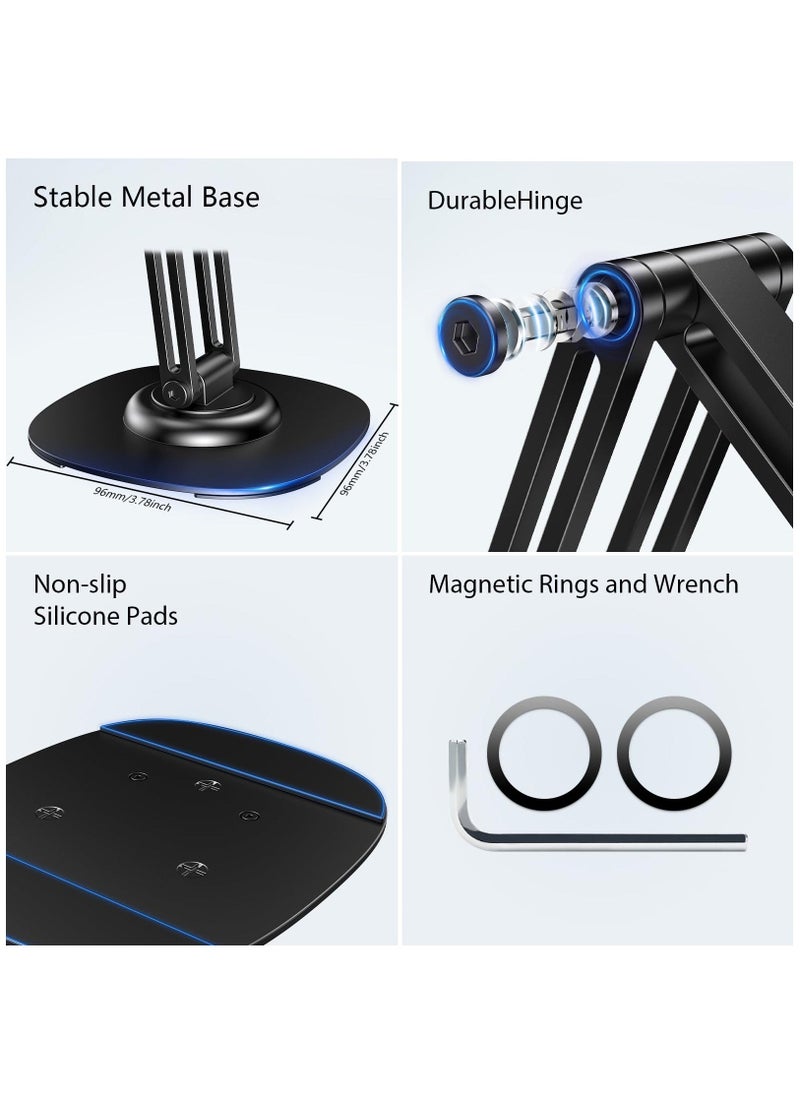 Magnetic Phone Stand, For MagSafe iPhone Stand Holder for Desk with 360° Rotating Base, Metal Foldable Adjustable Cell Phone Stand Compatible with iPhone 15 14 13 12 Pro Max and MagSafe Case - Image 4