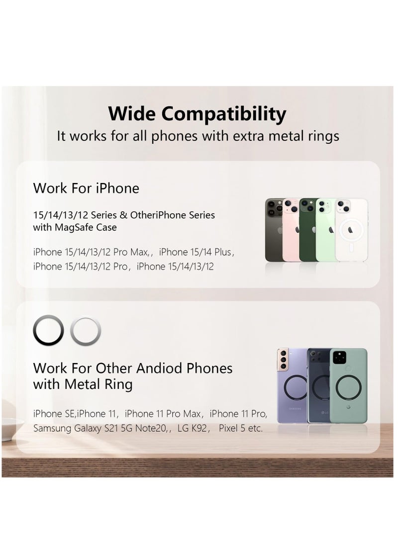Magnetic Phone Stand, For MagSafe iPhone Stand Holder for Desk with 360° Rotating Base, Metal Foldable Adjustable Cell Phone Stand Compatible with iPhone 15 14 13 12 Pro Max and MagSafe Case - Image 5