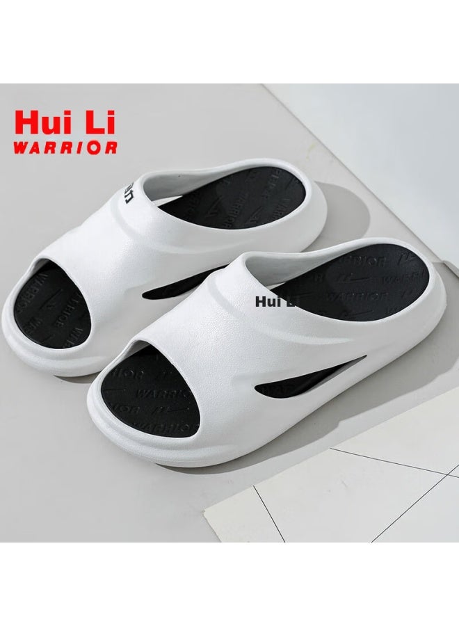 Pull Back Warrior Slippers For Men, Summer Outdoor Non-slip Beach Shoes, Home Sports Sandals, Hl02601 White And Black, Size 40-41 - Image 4