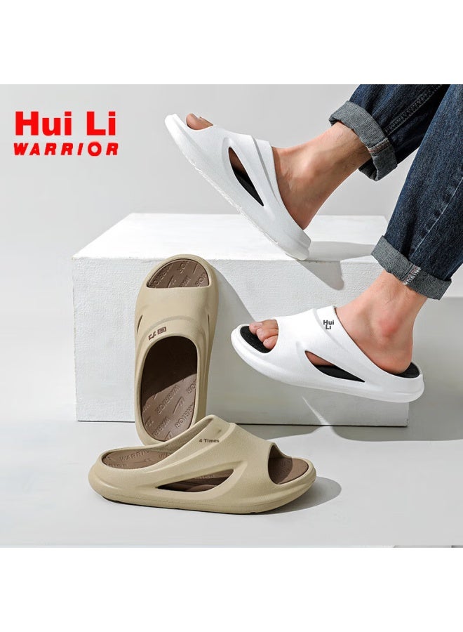 Pull Back Warrior Slippers For Men, Summer Outdoor Non-slip Beach Shoes, Home Sports Sandals, Hl02601 White And Black, Size 40-41 - Image 5
