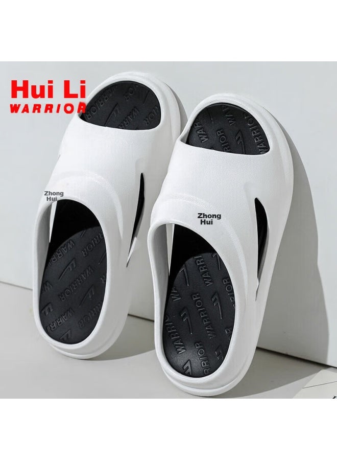 Pull Back Warrior Slippers For Men, Summer Outdoor Non-slip Beach Shoes, Home Sports Sandals, Hl02601 White And Black, Size 40-41 - Image 1