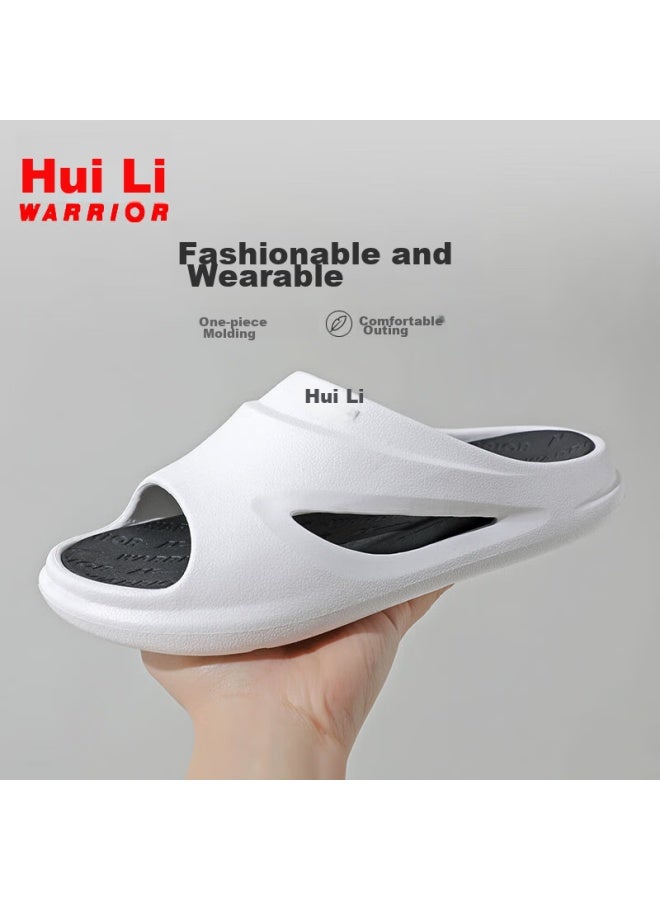 Pull Back Warrior Slippers For Men, Summer Outdoor Non-slip Beach Shoes, Home Sports Sandals, Hl02601 White And Black, Size 40-41 - Image 3