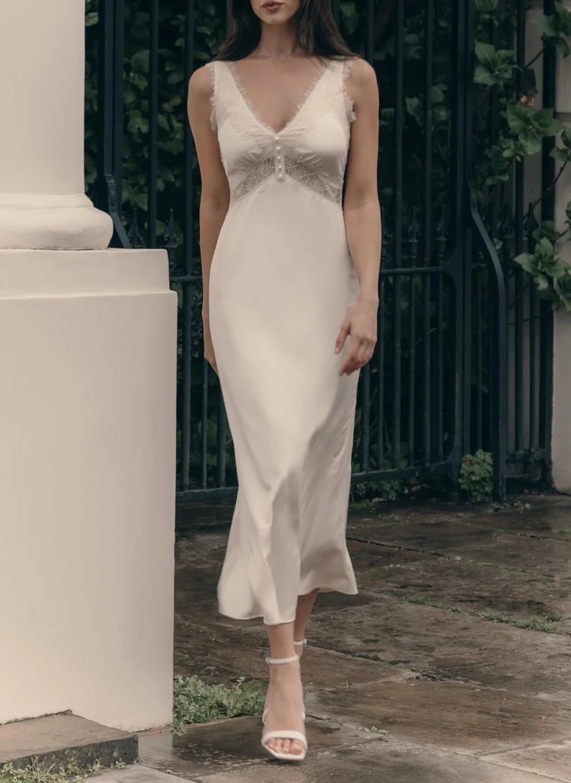 Lichi Lingerie-style midi dress with lace detailing