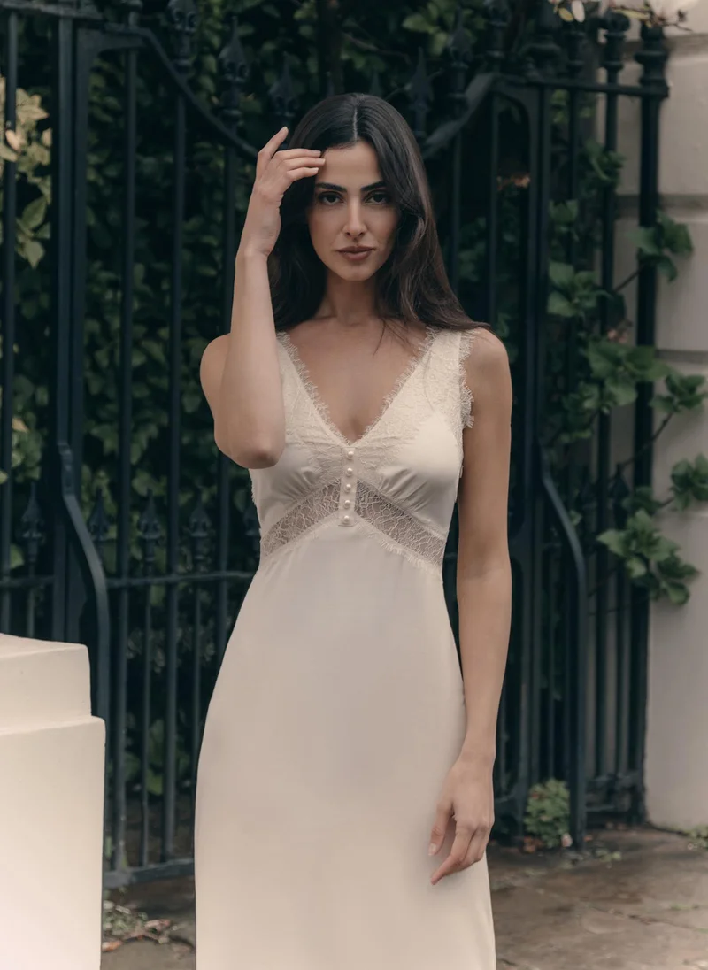 Lichi Lingerie-style midi dress with lace detailing
