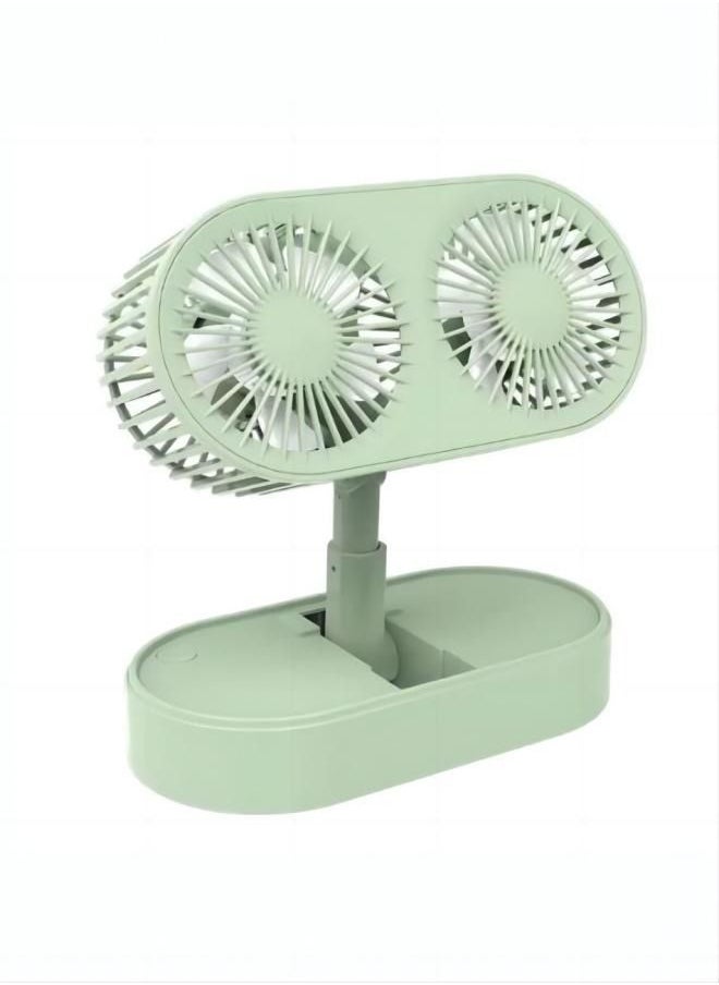 Generic Small personal USB desktop folding fan portable mini electric table fan small dormitory low noise cooling fan, double head powerful fan, suitable for home bedroom office car outdoor travel  - Image 1