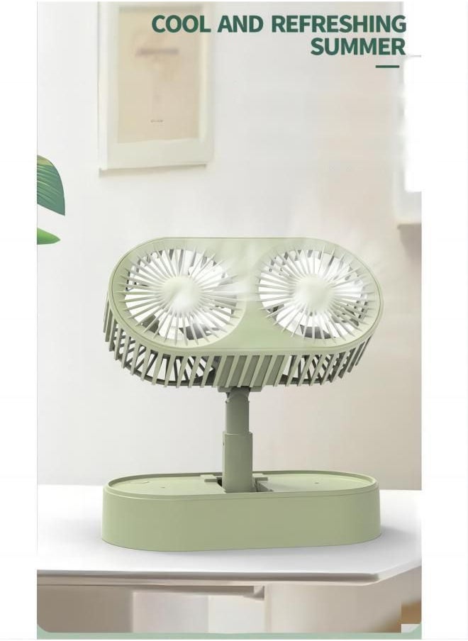 Generic Small personal USB desktop folding fan portable mini electric table fan small dormitory low noise cooling fan, double head powerful fan, suitable for home bedroom office car outdoor travel  - Image 2