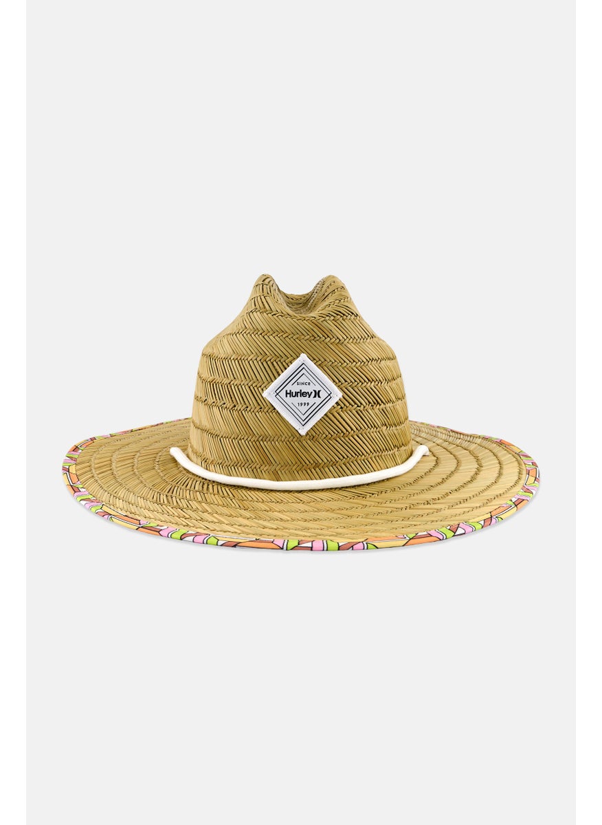 Hurley - Men Brand Logo Straw Hat, Tan - Image 1