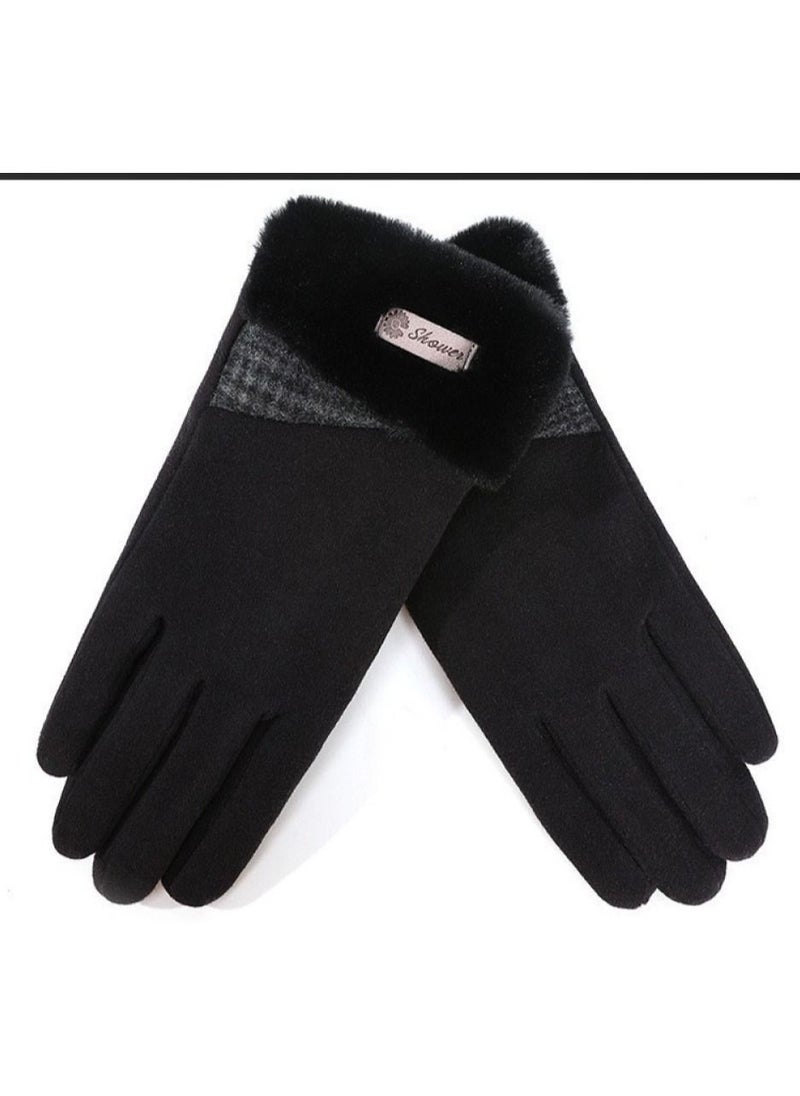 Golovejoy - Women's Warm Plush Windproof And Cold Proof Lovely Gloves - Image 1