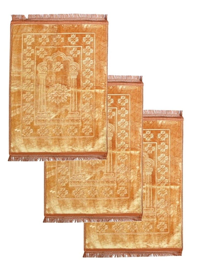 3 Pieces Premium Comfort Prayer Mat Soft and Durable Prayer Mat Beige Color 120x80cm  - Image 1