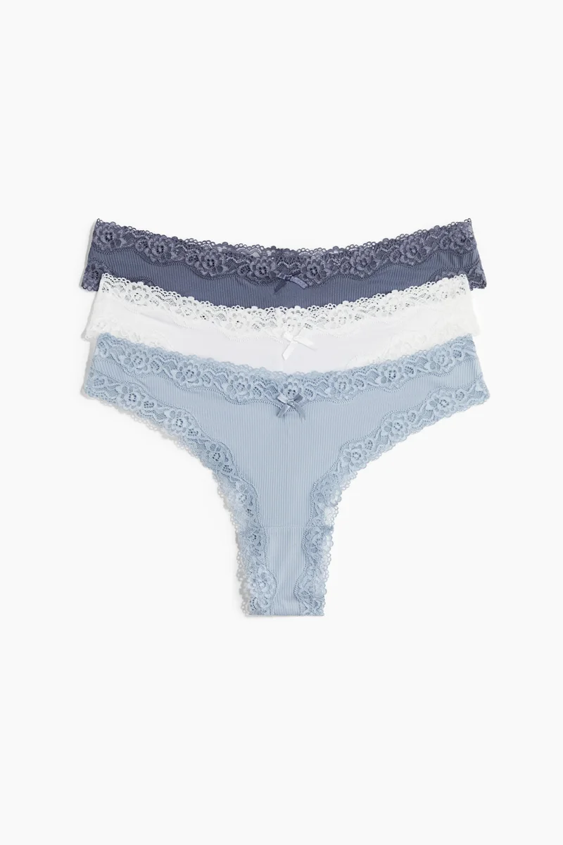 H&M 3-pack microfibre and lace Brazilian briefs
