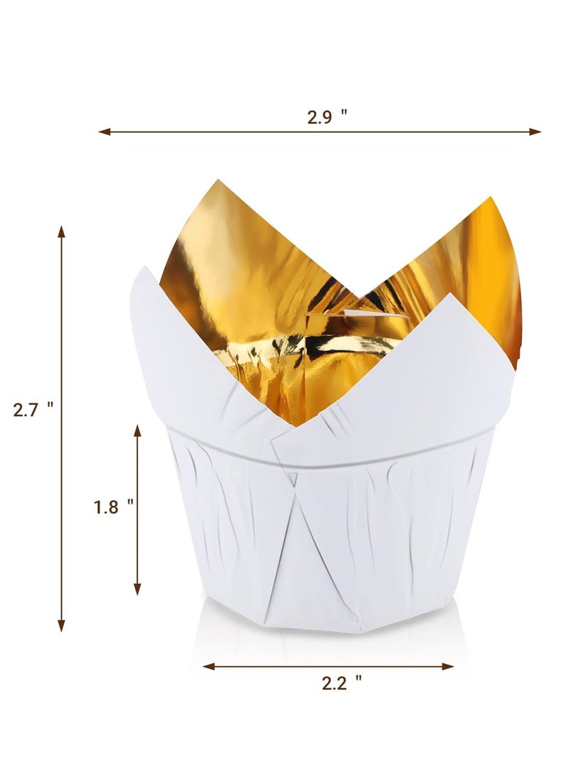 Baking Cups 50 Pack 3.5 Ounce Disposable Ramekins Aluminum Foil Cupcake Wrappers Dessert Cups Creme Brulee Containers Muffin Liners for Wedding Birthday Baby Shower Parties