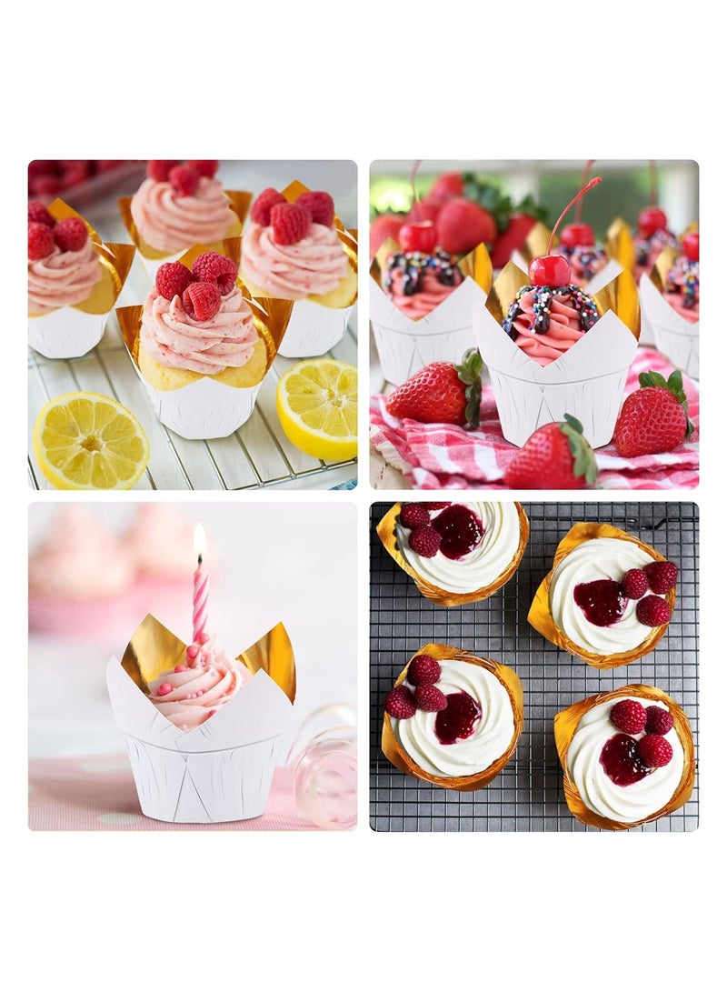 Baking Cups 50 Pack 3.5 Ounce Disposable Ramekins Aluminum Foil Cupcake Wrappers Dessert Cups Creme Brulee Containers Muffin Liners for Wedding Birthday Baby Shower Parties