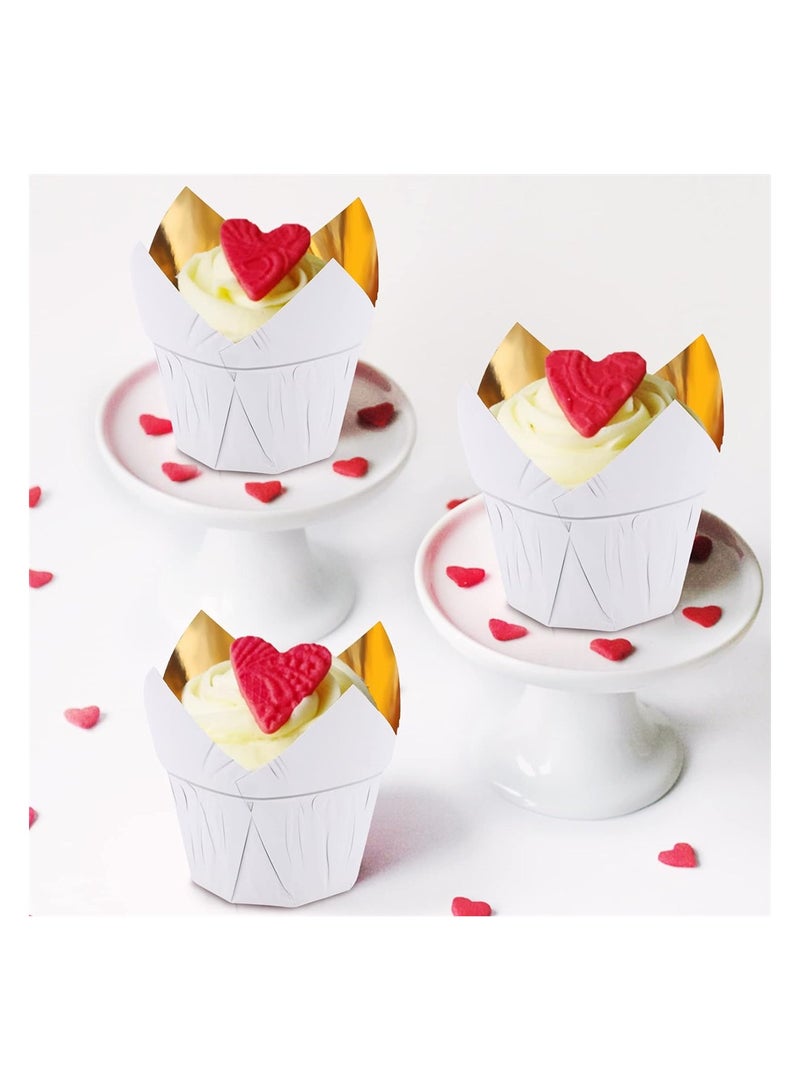 Baking Cups 50 Pack 3.5 Ounce Disposable Ramekins Aluminum Foil Cupcake Wrappers Dessert Cups Creme Brulee Containers Muffin Liners for Wedding Birthday Baby Shower Parties