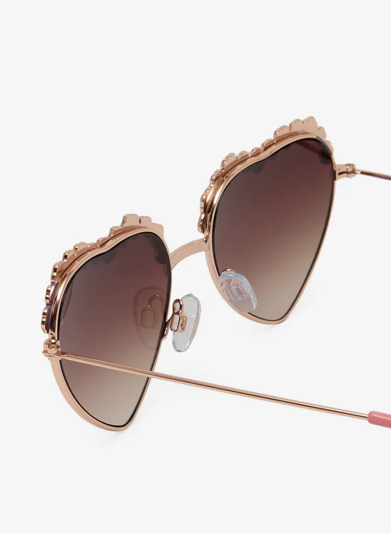 Redtag Girls Brown Heart Sunglasses
