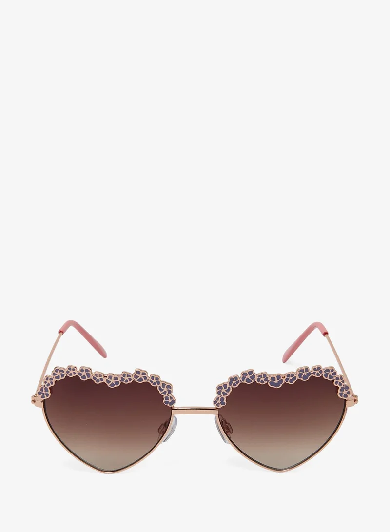 Redtag Girls Brown Heart Sunglasses