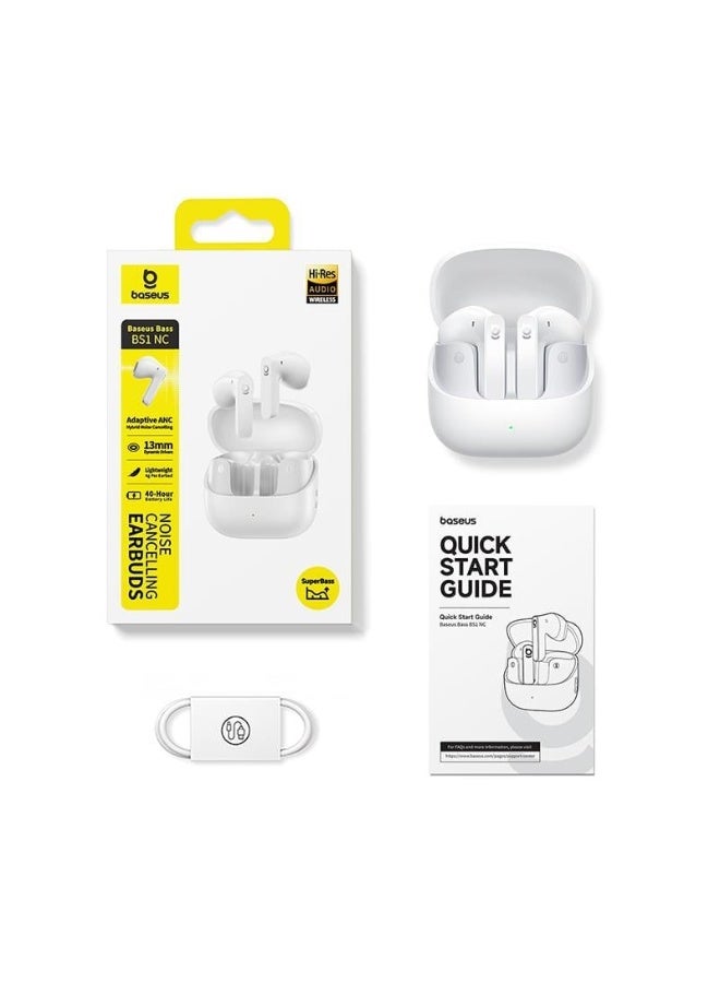 Baseus OS-Baseus Bass BS1 NC True Wireless Earbuds with Active Noise Cancellation, Semi-In-Ear, Deep Bass, Bluetooth – Moon white white - Image 4