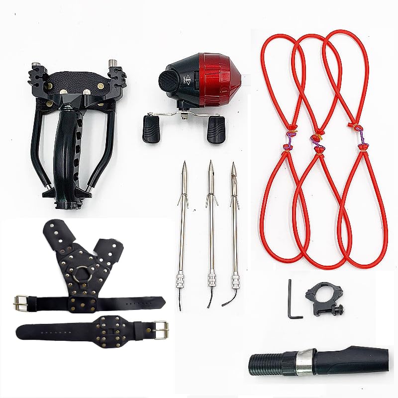 ® Top Metal Fishing Slingshot Catapult Gulel Combo Set (Fishing Black BL10S Left Hand Combo Set with Holder)